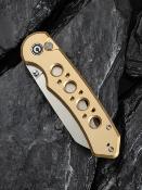 CIVC240673  Couteau CIVIVI Pragma Prime Wharncliffe Lame Acier Sandvik 14C28N Manche Aluminium Champagne Button Lock - Livraison Gratuite