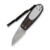 CIVC250545 — Couteau CIVIVI Purr Lame Acier Nitro-V Reverse Tanto Stonewashed Manche Plaquettes G10 Orange, Noir et Blanc Double Detent Slip Joint - Livraison Gratuite