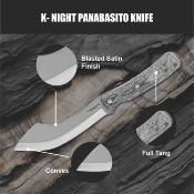 CTK134056HC Couteau Condor K-Night Panabasito | Lame Acier 1075 Blasted Satin | Manche Micarta Gray & Housse Kydex - Made in El Salvador - Livraison Gratuite