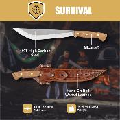 CTK3982115HC Couteau Condor Hmong Machete Drop Point 1075 High Carbon - Manche Micarta - Étui Cuir - Livraison Gratuite
