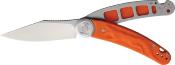 DGR2404RGST — Couteau Daggerr Knives Lisichka Gimbal Lock Lame Acier 8Cr13MoV Clip Point Satinée Manche FRN Orange Sculpté - Livraison Gratuite