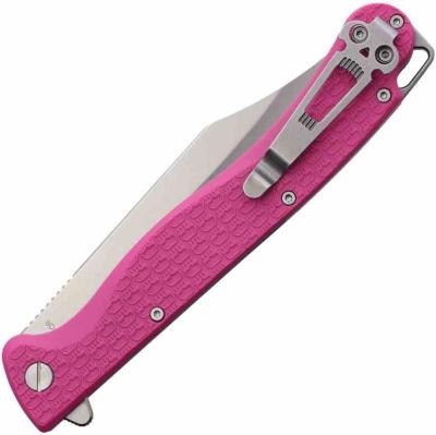 DGRPRFPKSW Couteau Daggerr Pero Pink Lame Bowie Acier 8Cr14MoV Manche FRN Clip Liner Lock - Livraison Gratuite