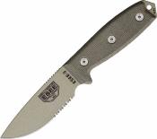 ES3SKODT ESEE Model 3 | Couteau Drop Point Acier Carbone 1095HC Desert Tan Serrated Manche Micarta USA - Livraison Gratuite