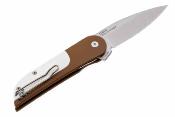 FKCDF020 Couteau Finch Devil’s Finger Claymore Lame Acier 14C28N Satin Stonewash Manche G10 Brown/White Linerlock – Livraison Gratuite