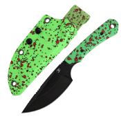 G006A7 — Couteau Kansept Flank Lame Acier D2 Drop Point Manche Aluminium Impression Zombie Blood Etui Kydex - Livraison Gratuite