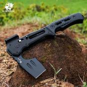 HXOFT19 — Hachette Pliante HX Outdoors Falcilux Lame Acier DC53 Noire Manche G10 Coffret Étanche - Livraison Gratuite