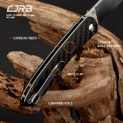 J1917CF Couteau CJRB Ria FC Lame 12C27 Manche Carbon Fiber - Livraison Gratuite