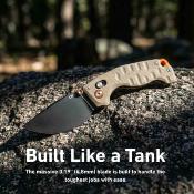 J1970BDE Couteau CJRB Doubletap | Lame Drop Point Acier D2 | Manche Desert G10 Recoil Lock V2 - Livraison Gratuite