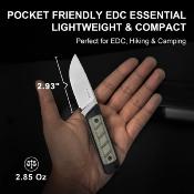KI1063A6 Couteau Kizer Smolt Drop Point Acier 14C28N Manche G10 & Green Micarta Housse Kydex - Livraison Gratuite