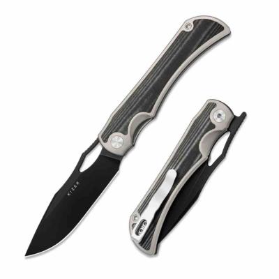 KI4763LDA2 Kizer Allure – Couteau pliant Liner Lock Lame Acier CPM-S45VN Black Manche Silver Titane&Black Micarta - Livraison Gratuite