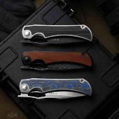KI4763LDA3 Kizer Allure – Couteau pliant Liner Lock Lame Acier Damas Manche Black Titanium & Panama Rosewood - Livraison Gratuite
