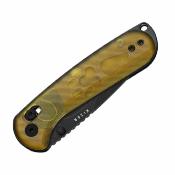 KIV3790A1 Couteau Pliant Kizer Buddy II | Lame Drop Point Acier AEB-L Black PVD Stonewashed | Manche PEI Amber Clutch Lock - Livraison Gratuite