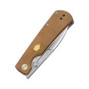 KIV4726A1 Couteau Kizer Retro Lame Drop Point Acier Nitro-V Manche Micarta & Laiton Pivot Bearing Liner Lock - Livraison Gratuite