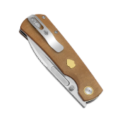 KIV4726A1 Couteau Kizer Retro Lame Drop Point Acier Nitro-V Manche Micarta & Laiton Pivot Bearing Liner Lock - Livraison Gratuite