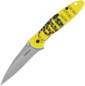 KS1660GADS — Couteau Kershaw Leek A/O Lame Acier 14C28N Bead Blast Drop-Point Manche Aluminium Don't Tread On Me Linerlock USA Livraison Gratuite