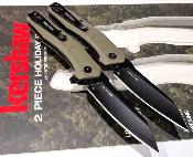 KS7018 Set de 2 Couteaux Kershaw Holiday Pack | Lame Acier 3Cr13 Black Oxide | Manche GFN Olive | O/A | Livraison Gratuite
