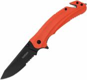 KS8650ST Kershaw Barricade | Couteau Pliant Assisté | Lame Clip Point Acier 8Cr13MoV | Manche GFN Orange | Brise-Vitre & Coupe-Sangle - Livraison Gratuite