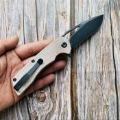 KT1001B1 Kansept Kryo – Couteau Pliant Lame Acier D2 Noir, Manche Micarta Brun, Liner Lock - Livraison Gratuite