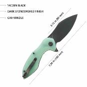KU236Q Kubey Noble – Couteau pliant Liner Lock Lame Acier 14C28N Blackwash Manche Jade G10 - Livraison Gratuite