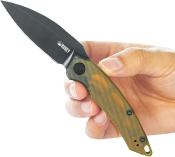 KUB333H — Couteau Kubey Leaf Linerlock Acier AUS-10A 58-60 HRC Black Stonewash Spear-Point Manche Ultem EDC Livraison Gratuite