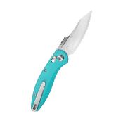 KUB422C Couteau Pliant Kubey Minor Lame Acier San Mai M2 (HRC 60-62) Manche G10 Tiffany Blue Crossbar Lock - Livraison Gratuite