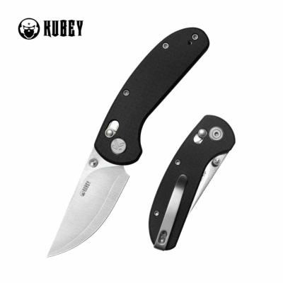 KUB449A Couteau Kubey Sparrow | Lame Drop Point Acier San Mai AUS-10 | Manche Black G10 Crossbar Lock - Livraison Gratuite