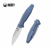 KUB474B Kubey Whammy Couteau Lame Acier 14C28N Satin Manche Titane Blue Framelock - Livraison Gratuite