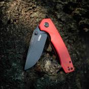 KUB901X Kubey Calyce | Lame Acier 14C28N Blackwashed | Manche G10 Red | Flipper | Liner Lock - Livraison Gratuite