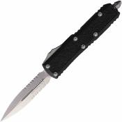 MCT12611S Microtech Daytona D/E OTF – Couteau Automatique OTF Lame M390 Stonewash Part Serrated Manche Aluminium Noir USA – Livraison Gratuite