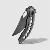 MGR632TMDG Miguron Knives Geloty – Couteau pliant Frame Lock Lame Acier Vanax Hand Ground Satin Manche Grey PVD Titanium Timascus Clip - Livraison Gratuite