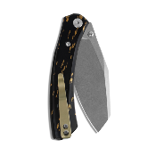 MGR827BK — Couteau Miguron Karok Lame Acier D2 Sheepsfoot Stonewash Manche Aluminium Noir Button Liner Lock - Livraison Gratuite