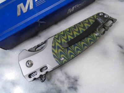 MTA2009GN MTech A/O – Couteau Lame Acier 3Cr13 Tanto Imit Damas Manche Alu Green Black Linerlock Clip – Livraison Gratuite