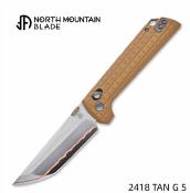 NMB2418TANG5 North Mountain Blade 2418 "Chop" – Couteau pliant Crossbar Lock Lame Acier 5 couches avec Cuivre Manche Tan G10 - Livraison Gratuite
