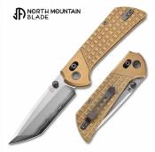 NMB2532CU North Mountain Blade - Couteau Chop Crossbar Lock Lame Acier SLD Tanto Manche Laiton - Livraison Gratuite