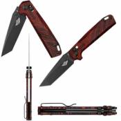OKNRUBATOBKRD Couteau Oknife Rubato | Lame Tanto Acier 154CM Black Stonewash | Manche Red G10 G-Mascus Rail Lock - Livraison Gratuite