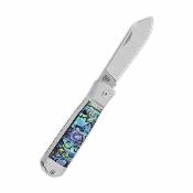 QS167A Couteau QSP Jumping Jack — Lame Clip Point Acier 14C28N, Manche Abalone Slip Joint - Livraison gratuite