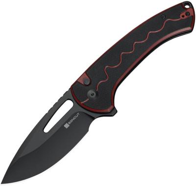 S24082A3 Couteau SENCUT Squiggy Lame en Acier 9Cr18MoV Manche en G-10 Noir/Burgundy Pivot Roulements à Billes - Livraison Gratuite