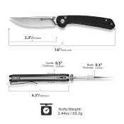 S250072 Sencut Skelfin Black | Lame Clip Point Acier 9Cr18MoV Manche G10 | Button Lock | Roulement Céramique - Livraison Gratuite