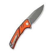 S250991 — Couteau SENCUT Quirk Lame Acier D2 Clip Point Gray Stonewashed Manche Plaquettes G10 Orange et Noir Liner Lock Flipper Thumb Stud - Livraison Gratuite