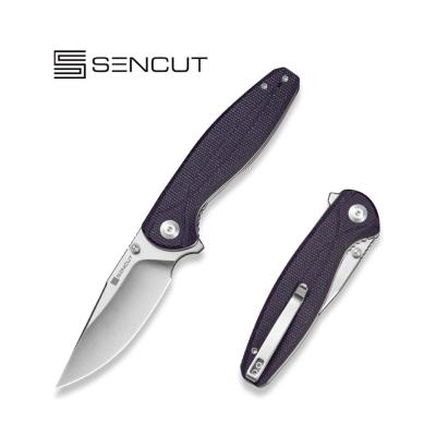 S251043 SENCUT Vyrce Lame Acier D2 Satin Manche Micarta Purple Canvas Linerlock Thumb Stud - Livraison Gratuite