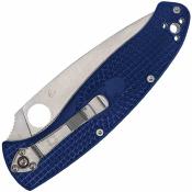 SC142PSBL — Couteau Spyderco Resilience Lame Acier CPM-S35VN Drop Point Partiellement Dentelée Satinée Manche FRN Bleu Liner Lock - Livraison Gratuite