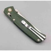 SRM255LMG2 SRM Medal 255L-MG – Couteau Pliant Ambi Lock Lame Drop Point 140Cr Laminé Manche Micarta Vert Ambi Lock - Livraison Gratuite