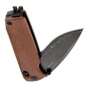 SRM258LMN2 Couteau SRM Terrier 258L-MN2 Lame Acier Laminé 140Cr Manche Micarta Brown Ambi Lock - Livraison Gratuite