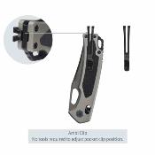 SRM9203AK2 Couteau SRM Retriever 9203-AK | Lame Clip Point Acier Blk 140Cr | Manche Aluminium Gris + Inlay G10 | Ambi Lock - Livraison Gratuite