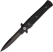 STT27108BK2 — Couteau S-TEC Stiletto Style Lame Acier Inox Noir Spear Point Manche G10 Noir Linerlock Clip - Livraison Gratuite