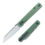 TD013OD Couteau Defcon Operator Tanto Reverse Lame Sandvik 14C28N Manche Aluminium OD Green Sécurité Button Lock - Livraison Gratuite