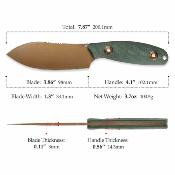 TVJM05GM14 Trivisa Eggplant BM – Couteau Fixe Lame Acier 14C28N Manche Micarta Green Étui Kydex – Livraison Gratuite