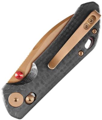TVJM14CG14 — Couteau Trivisa Otter Crossbar Lock Lame Acier 14C28N Drop-Point Manche Carbone G10 Noir Chasse Bushcraft Livraison Gratuite