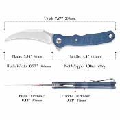 TVTY19LM14 Trivisa Lacerta-04L – Couteau pliant Liner Lock Lame Acier 14C28N Satin Manche Blue Micarta - Livraison Gratuite
