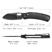 TVTY26BN Couteau Lamb-03B Black EDC Crossbar Lock Lame N690 Acier Manche G-10 - Livraison Gratuite